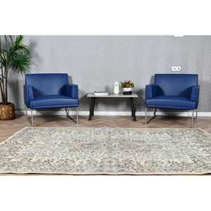 Tapis vintage de grande taille 5,1 x 8,1 pieds, tapis turc, tapis persan blanc - Product Image 3