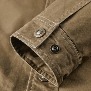 Latest Design Canvas <b>Jacket</b> for Adult Brown Color <b>Slim</b> <b>Fit</b> Casual Windproof Eco-Friendly Winter Unisex Front Polyester/Nylon - Product Image 3
