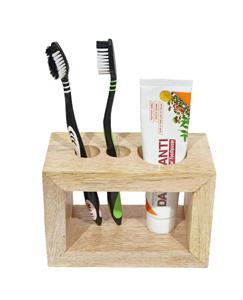 Le magasin d'artisanat présente le support de brosse à dents en bois de mangue salle de bain, porte-brosse à dents Design élégant écologique - Product Image 1