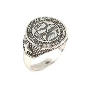 Men's 925 Sterling <b>Silver</b> Engraved <b>Ring</b> Casual Hip-hop Style with Rose & 18K Gold Plating Inlaid Stainless Steel Perfect Gift - Product Image 3
