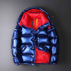 Trending Fashion Canvas Stand Collar Front Logo Men's Winter Puffer Jacket Hooded <b>Polyester</b> <b>Filled</b> Breathable Quick Dry Letter - Product Image 4