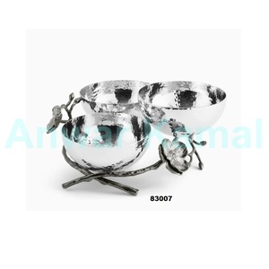 Cuenco de Metal plateado de gran venta, cuenco para servir comida con cuenco de almacenamiento decorativo pulido brillante para el hogar, cocina, hotel y restaurante - Product Image 4