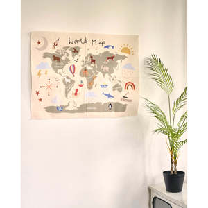 ผืนผ้าใบแผนที่โลกนักสำรวจตัวน้อยสำหรับตกแต่งผนังของหนุ่มสาว - Product Image 4