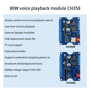 CH358G 80W High Lever IO Trigger Voice Player Module Voice Playback Module Board With 8M Memory And <strong>Audio</strong> Program Sound Module