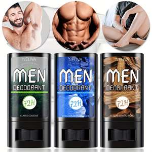 NEUVA Set de 3 Desodorantes Clásicos en Barra con Aroma a Colonia, Larga Duración, Frescura Oceánica y Madera de Sándalo, con Base Giratoria - Product Image 4