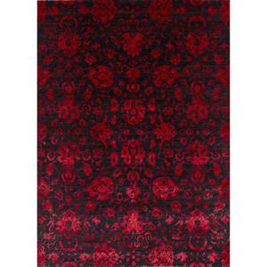 Alfombra Floral Chaos Theory de Kavi Red, Tejida a Mano con Lana, Bambú y Seda, Técnica 3D para Decoración de Sala de Estar, Esk-623 Rojo Anaranjado - Product Image 1