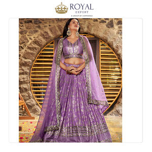 Suministro directo de fábrica nuevo diseño Dola seda Jecquard bordado trabajo con Organza Dupatta mujer Lehenga Choli para ropa de boda - Product Image 5