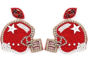 Olivia Mark Vibrant Crimson Glazed Rugby Boucles d'oreilles en forme de perles à la main Bijoux de corps Motif de balle pour les mariages Fêtes Cadeaux - Product Image 6