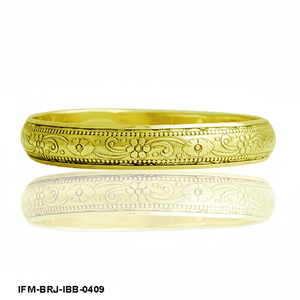 Brazalete de Latón Estilo Vintage con Diseño Floral Grabado a Mano, Brazalete Apilable en Tono Dorado para Mujer, Joyería Étnica Antigua, Regalo - Product Image 3