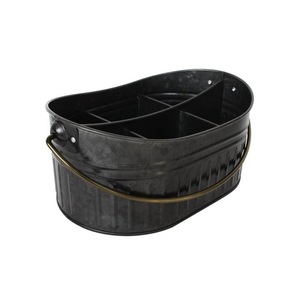 Modern Stylish Silverware Cutlery Caddy Black Coated Oval Shape Restaurant Storage Box with Spoons <b>Knives</b> Forks Napkins - Product Image 1