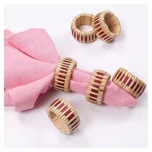 Amazonss Set de ronds de serviette en rotin pour mariages Vente en gros de table Porte-mouchoirs rustique Fête Rond de serviette tissé Usine directe - Product Image 3