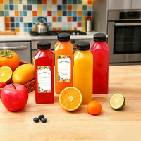 Bouteilles en plastique PET carrées pour jus et boissons, 60 ml-500 ml, avec bouchon à vis, vente en gros