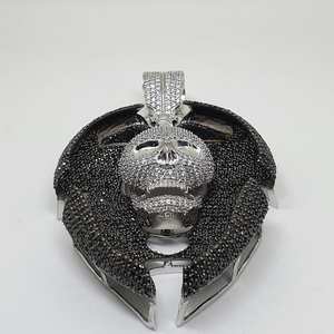 Personnalité Rappeur Bijoux 925 Sterling Silver Micro Pavé Moissanite Diamant Personnalisé Crâne Hip Hop Glacé Visage Pendentif - Product Image 2