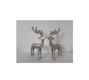 Ensemble de rennes de Noël en argent de qualité supérieure, statues de cerfs en métal pour la décoration de cheminée de vacances, sculpture de centre de table de luxe, décoration commerciale - Product Image 1