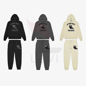 Survêtements décontractés personnalisés imprimés en relief, respirants, à séchage rapide, pour l'hiver, avec pantalons de jogging et sweats à capuche, ensembles deux pièces - Product Image 6