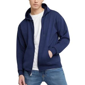 Sudadera con capucha y cremallera bidireccional completa de lana de 250GSM al por mayor, Sudadera con capucha con cremallera negra bordada de diseño personalizado, sudadera teñida Lisa para hombre de primavera - Product Image 4