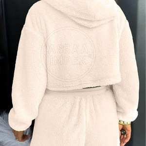 Conjunto de Sudadera con Capucha Informal de Invierno para Mujer, 100% Algodón, Conjunto de 2 Piezas con Pantalones Cortos, Precio Razonable, Más Vendido para Adultos - Product Image 5