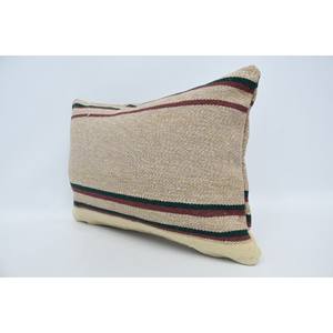 หมอนผ้าวูลลายทางสีเบจ16X24นิ้วหมอนเน้นหรูหราสำหรับโซฟาเตียงทอวินเทจปุยคริสต์มาส - Product Image 4