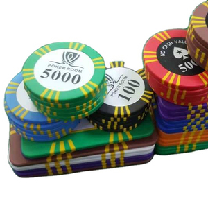 ชิปโป๊กเกอร์ดินเผา14gm คุณภาพระดับคาสิโนพร้อมโลโก้แบบกำหนดเองและชิป10กรัมพร้อมถาด - Product Image 1