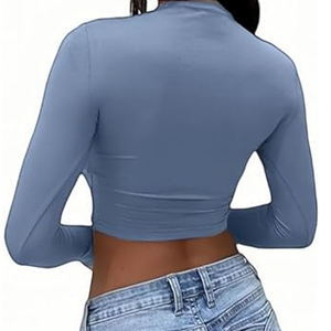 Hauts de yoga légers et confortables pour femmes, manches longues, courts, séchage rapide 100% coton biologique, style mignon de BD - Product Image 2