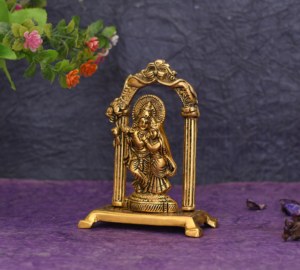 Estatua de diseño de Radha Krishna para decoración del hogar, estatua hecha a mano, de Metal, chapado en oro, con diseño de la pareja India - Product Image 4