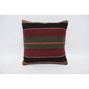 Multicolor Tartan Pattern Wool Kilim Patchwork Pillow 14x14 Inch Fluffy Vintage <b>Leaves</b> Design <b>Cushion</b> Woven Decorative <b>Cushion</b> - Product Image 1