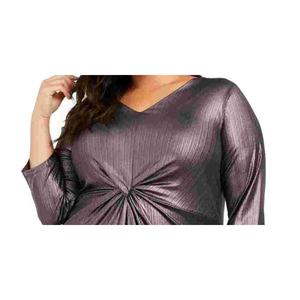 Top in maglia nero da donna Alfani taglia 0X con design frontale a torsione metallizzata - Product Image 2