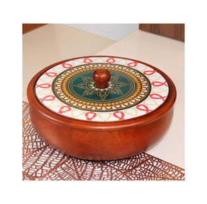 Cazuela de madera, olla cálida para servir, cazuela de lujo, forma redonda, aspecto moderno, olla caliente de madera Natural para servir - Product Image 6