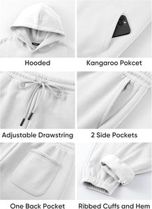 Ensemble de pantalons de jogging à capuche personnalisé 450GSM vert olive pour imprimé bouffant Survêtement en coton brossé à motif solide Vêtements d'hiver lourds pour hommes - Product Image 6