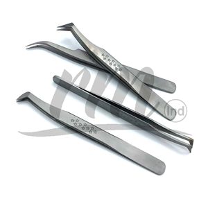 Pinzas de extensión de pestañas con agarre en forma de estrellas de Color plateado RMI, pinzas de pestañas postizas ligeras antideslizantes, acabado opaco - Product Image 3