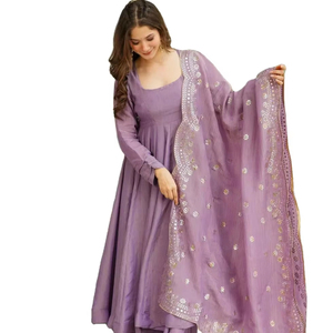 Élégant Super Meilleure Qualité Énorme Flair Motif Lourd Fandy Soie Manches Longues Magnifique Couleur Nuptiale Lehenga Anarkali Salwar Party - Product Image 1