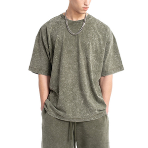 Venta al por mayor Streetwear Oversized Drop Shoulder Acid Wash T Shirt Hombres Super Heavy Vintage Acid Washed T Shirt - Product Image 4