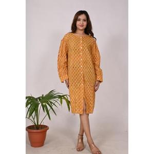 Chemise en coton pour femme, robe courte indienne imprimée à la main, tenue décontractée de style bohème - Product Image 4