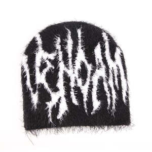 Personalizable 100% Acrílico Jacquard Logo Mohair Gorro de punto Gorros personalizados para inviernos cálidos - Product Image 3