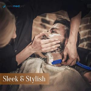 Navaja de Afeitar Profesional Recta, de Acero Inoxidable Blanco, Herramienta de Afeitado Plegable - Product Image 5