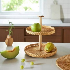 Présentoirs pour desserts en rotin naturel tressé à la main support en osier pour gâteaux et cupcakes d'usine - Product Image 4