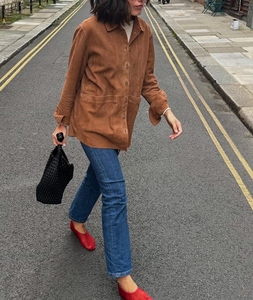 Chaqueta de Cuero de Oveja Genuino Hecha a Mano para Mujer, Diseño Regular, Corte Elegante, Casual, Resistente al Viento, Cruzada, para Otoño e Invierno - Product Image 2