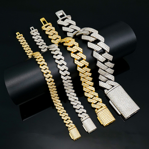 Pulsera Cubana de Moissanita VVS Clarity D Color para Hombre, Chapada en Oro Blanco/Oro Amarillo, Plata 925, Estilo Hip Hop - Product Image 2