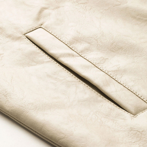Veste en cuir lourd à la mode pour hommes, design unique avec col montant pour l'hiver, vêtements d'extérieur, taille normale - Product Image 5