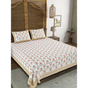 Sábana de cama ajustable de hospital desechable con estampado de bloque de mano de algodón puro tamaño King, tamaños dobles disponibles, diseñada para la comodidad - Product Image 3