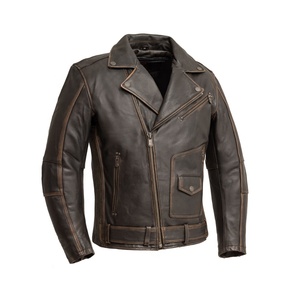 Dissterd véritable 1.2mm épaisseur cuir de vachette marron Biker veste pour hommes Vintage Style nouveau Sportswear moto costume - Product Image 1