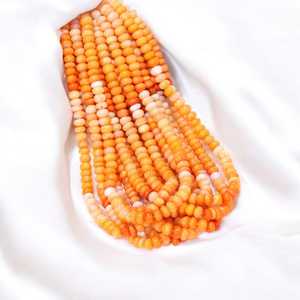 Perles Rondelle Lisse Opale Ombrée Orange Naturelle Brin 7mm à 10mm Perles de Pierres Précieuses Lâches pour la Fabrication de Bijoux Fourniture en Vrac Inde - Product Image 4