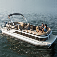 Bateau à pontons de pêche sportif en aluminium personnalisé en gros de Chine, modèle Allhouse PB-21 de 21 pieds, capacité 12-14 personnes, avec moteur hors-bord