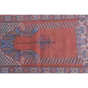 Vintage Turkish Rug 2x3.3 ft, <b>Red</b> Abstract <b>Wool</b> Rug - Product Image 4