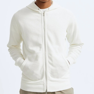 Zip up Men Hoodie Waffle Chaqueta con capucha para hombre Sudaderas de algodón de bambú con capucha Full Zip Custom Men's Hoodies - Product Image 4