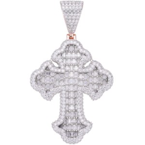 D'VINS JEWELS Cross Pendant 14K Gold Lab Grown Diamond Iced Out Hip Hop Style Unisex Gift Jewelry - Product Image 3