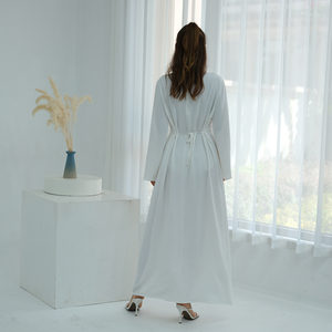 Abito elegante da donna donna in Abaya abito in tinta unita in morbida crêpe Abaya Femmes abito modesto con cravatta laterale <span class=keywords><strong>abbigliamento</strong></span> islamico - Product Image 6