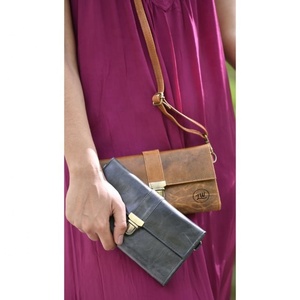 LW Newest Western Leather <b>Wallet</b> Cowhide Leather <b>Wallet</b> With Crossbody Strap Women's Everyday Shoulder Leather Purse Clutch - Product Image 1