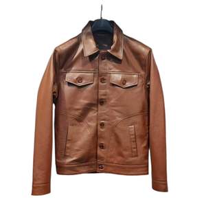 C'est une veste en cuir marron avec un col montant et plusieurs poches zippées. - Product Image 4