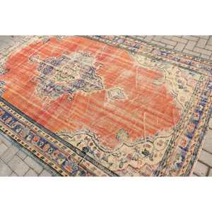 พรมวินเทจ 6x9 ฟุต (182x275 ซม.) พรมตุรกีลายจุดสีแดง - Product Image 1